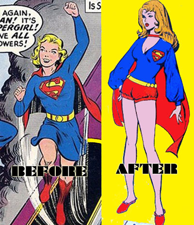 Cartoon Superhero Girl Ass And Shirtless Ripped Superhero Costume